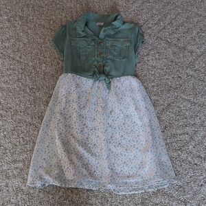 Wonder Nation Green and White Floral Dress